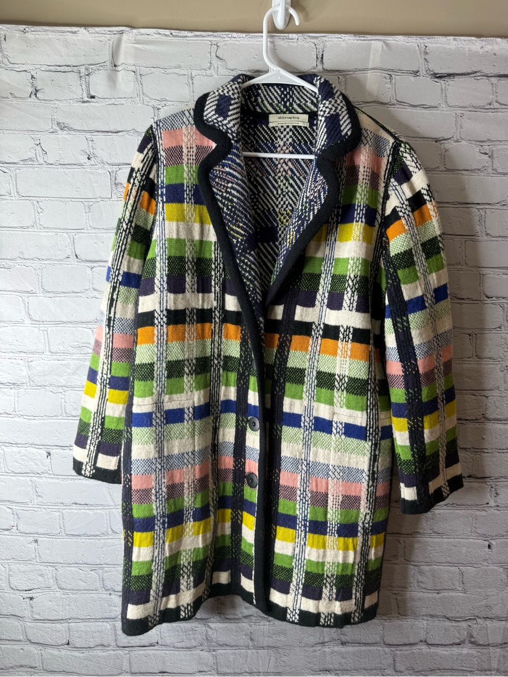AldoMartins shanley wool blend plaid sweater coat size large